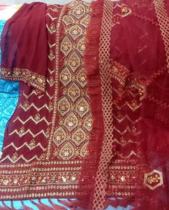 Maroon Embroidered Salwar Kameez