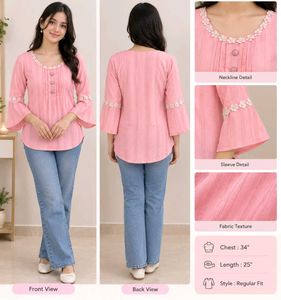 Chic Pink Embroidered Kurti