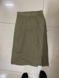 Olive Green Slit Skirt