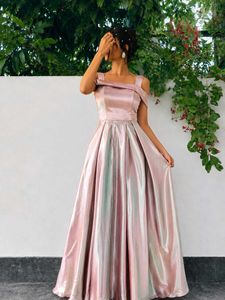 Satin off shoulder gown