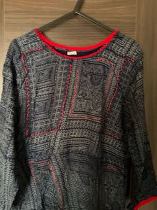 New Printed Kurta with Red pleated ♥️