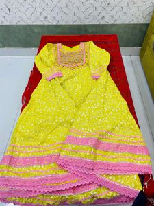 Yellow Floral Kurta Set with Dupatta