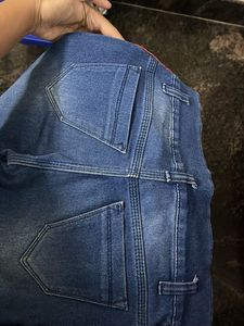 Blue Denim Jeans with Side Stripe