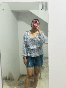Floral Print Peasant Blouse