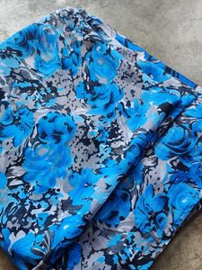 Vibrant Blue Floral Print Fabric
