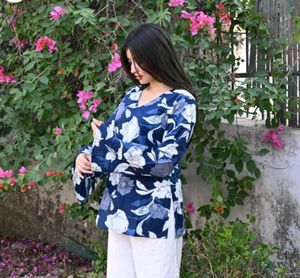 Blue Floral Print Kurta
