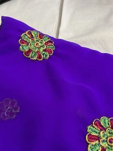 Vibrant Purple Saree with Embellishments