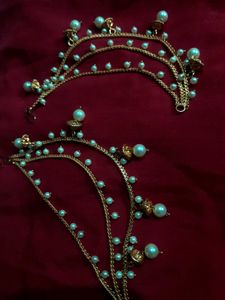 Pearl Bahubali Gold Ear Chain