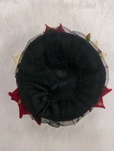 Elegant Red &amp; White Rose Hair Bun