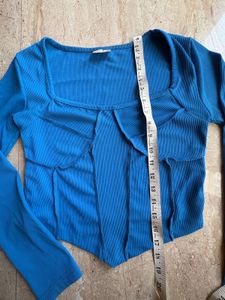 Blue Corset Long Sleeve Top