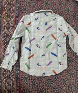 Boys Skateboarding Print Button-Up Shirt