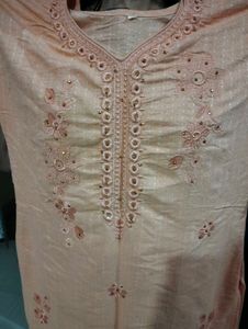 Cream Cotton Embroidered Kurti | New ✨