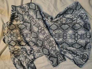Snakeskin Print Mock Neck Top