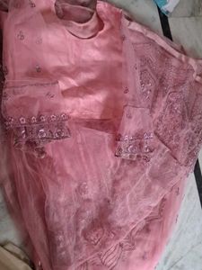 Net Thread Work Sharara In Pink