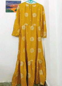 Stylish Yellow Embroidered Maxi Dress