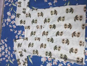 White Printed Cotton Kurta