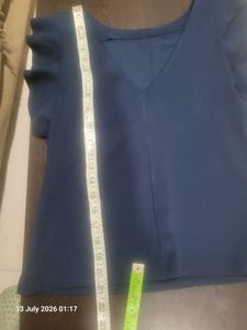 Navy Blue Flutter Sleeve Top