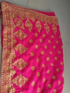 Vibrant Pink Embroidered Saree