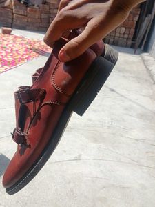 Stylish Red Monk Strap Shoes