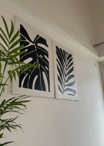 Set of 2 Botanical Leaf Art Prints||Handmade