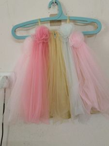 multicolored net frock