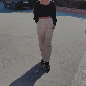 Comfortable Beige Pleated Pants