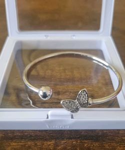 Silver Butterfly Bangle Bracelet