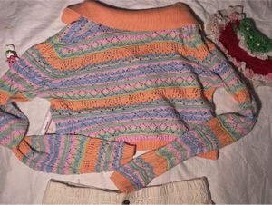 Colorful Crochet Knit Cardigan