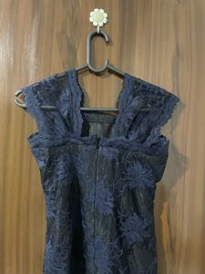ZARA Navy Blue Lace Midi Dress