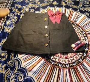 Black Button-Up Mini Skirt