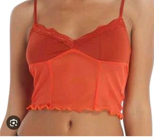 Sheer Lace Trim Cami Top