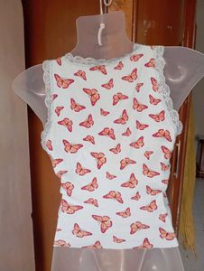 Cute Butterfly Print Cropped Tank Top