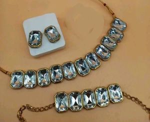 Sparkling Gemstone Choker Set