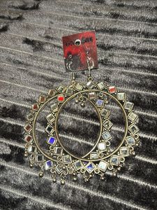Boho Hoop Earrings with Mirror Work
