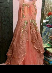 bust 38 Peach Embellished Gown