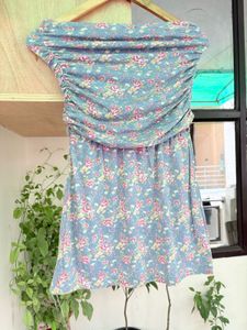 Tube Floral Strapless Ruched Dress