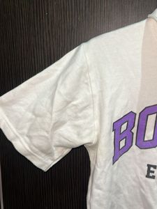 White Boston Est. 1997 Cropped Polo Shirt