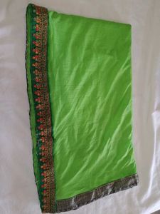 Vibrant Green Embroidered Saree