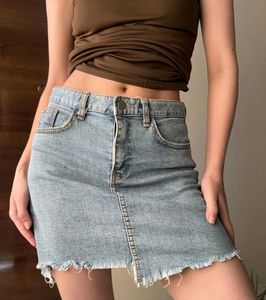 Korean Light Wash Denim Mini Skirt