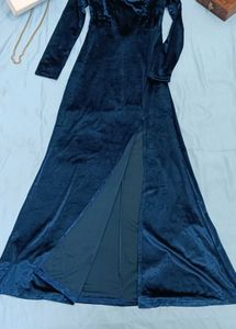 Velvet Maxi Dress with High Slit