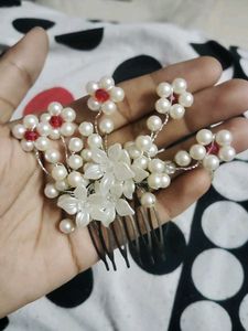 Elegant Pearl &amp; Floral Hair bun enhancer