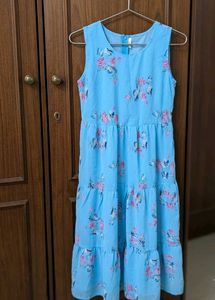 Blue Floral Tiered Maxi Dress