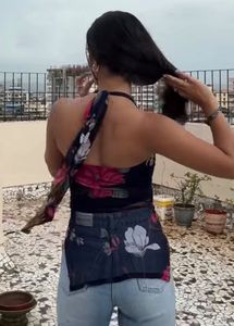 Stylish Floral Print Halter Top