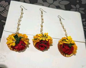 Flower Set Maangtika For Haldi & Mehndi Ceremony