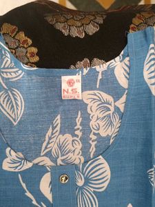 Blue Floral Cotton kurta set with Palazzo