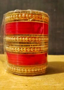 Red & Gold Pearl Bridal Chura