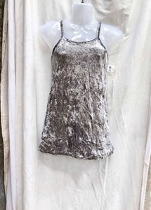 333010. Gray Velvet Slip Dress