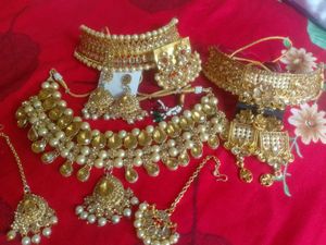 pack of 3 Stunning Kundan &amp; Pearl Jewellery Set