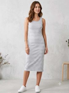 Striped Sleeveless Midi Dress