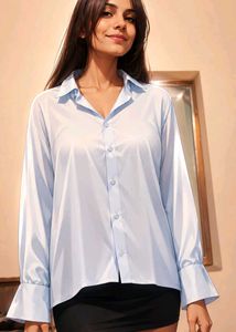 Stylish Light Blue Oversized Shirt